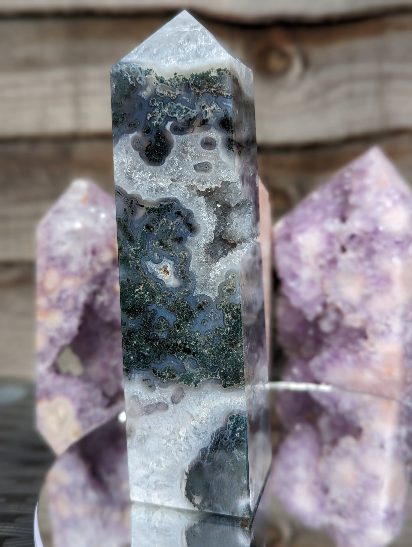 Moss Agate Obelisk | Grounding & Balancing