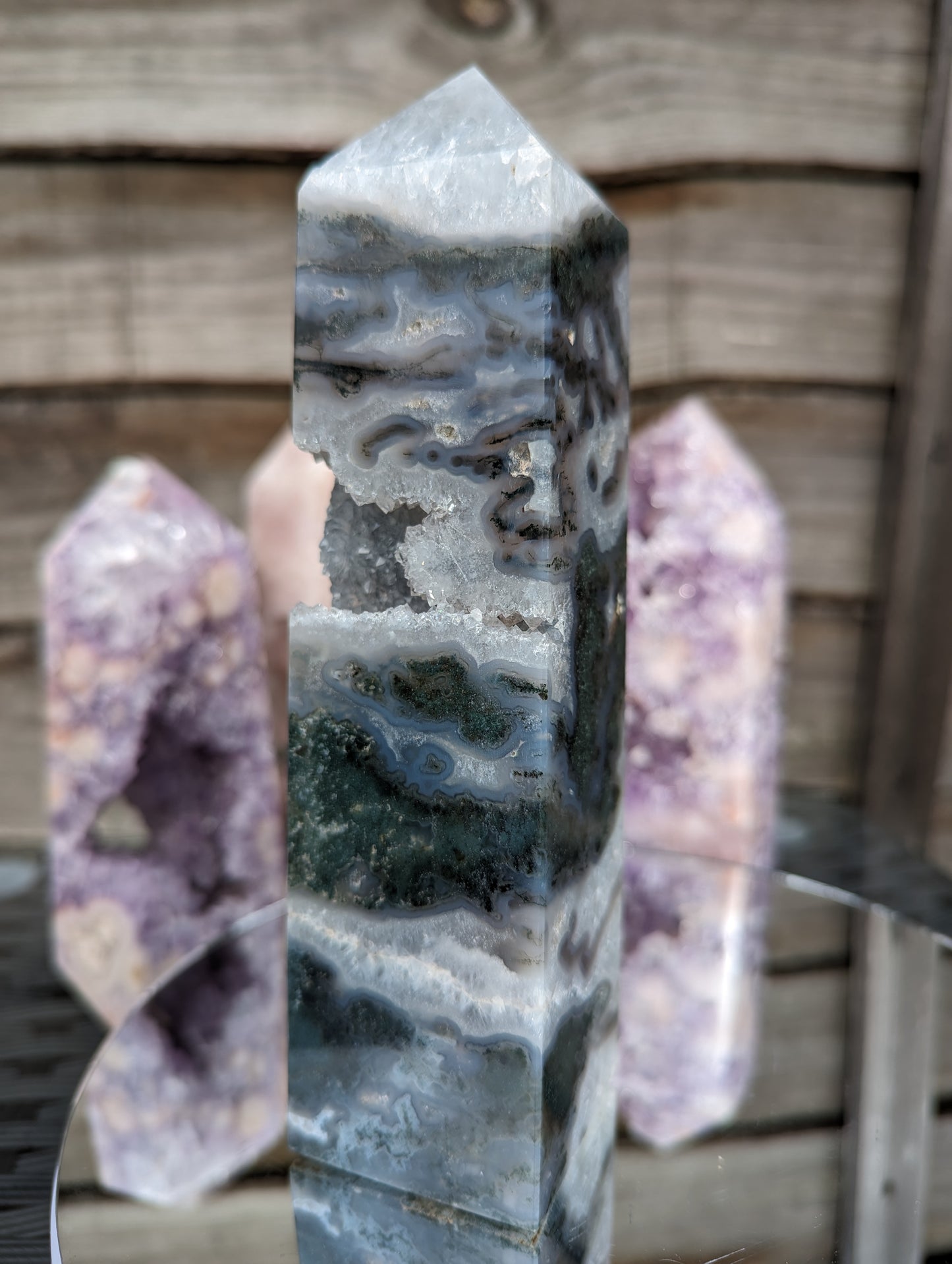 Moss Agate Obelisk | Grounding & Balancing
