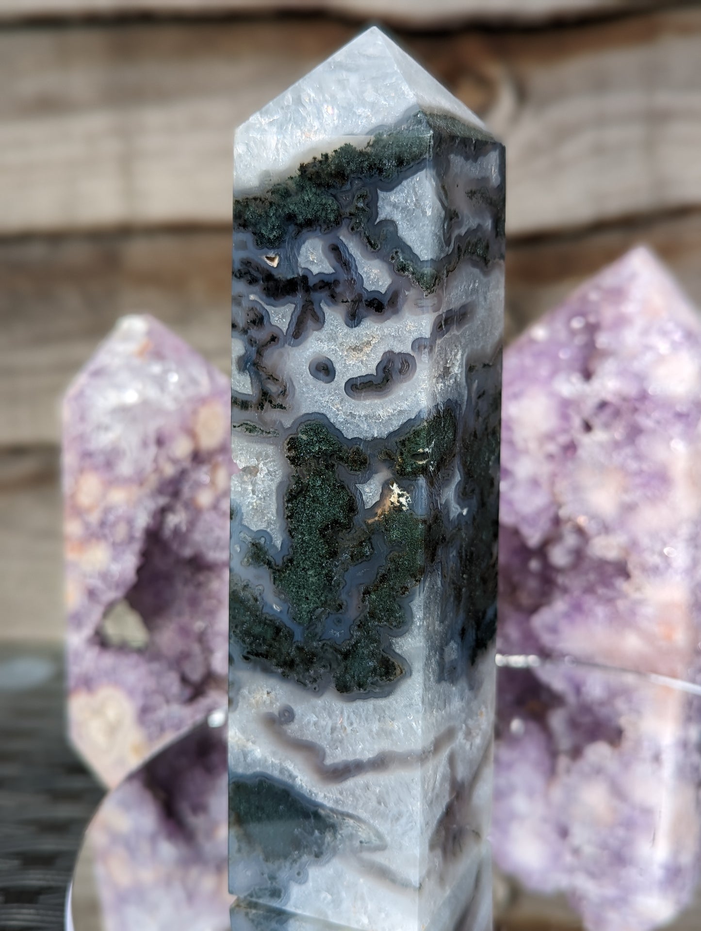 Moss Agate Obelisk | Grounding & Balancing