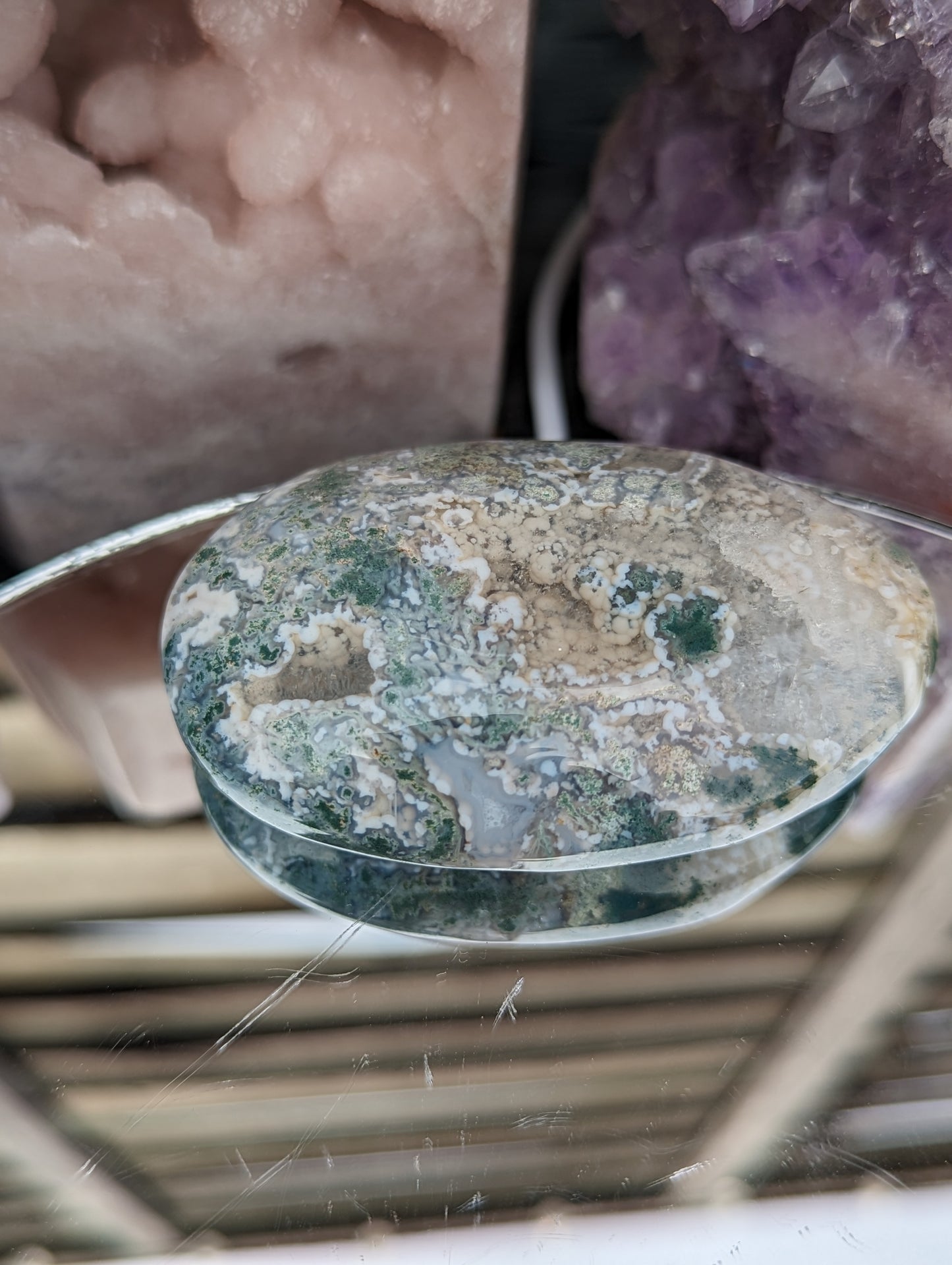 Moss Agate Palm Stone | Prosperity & Abundance