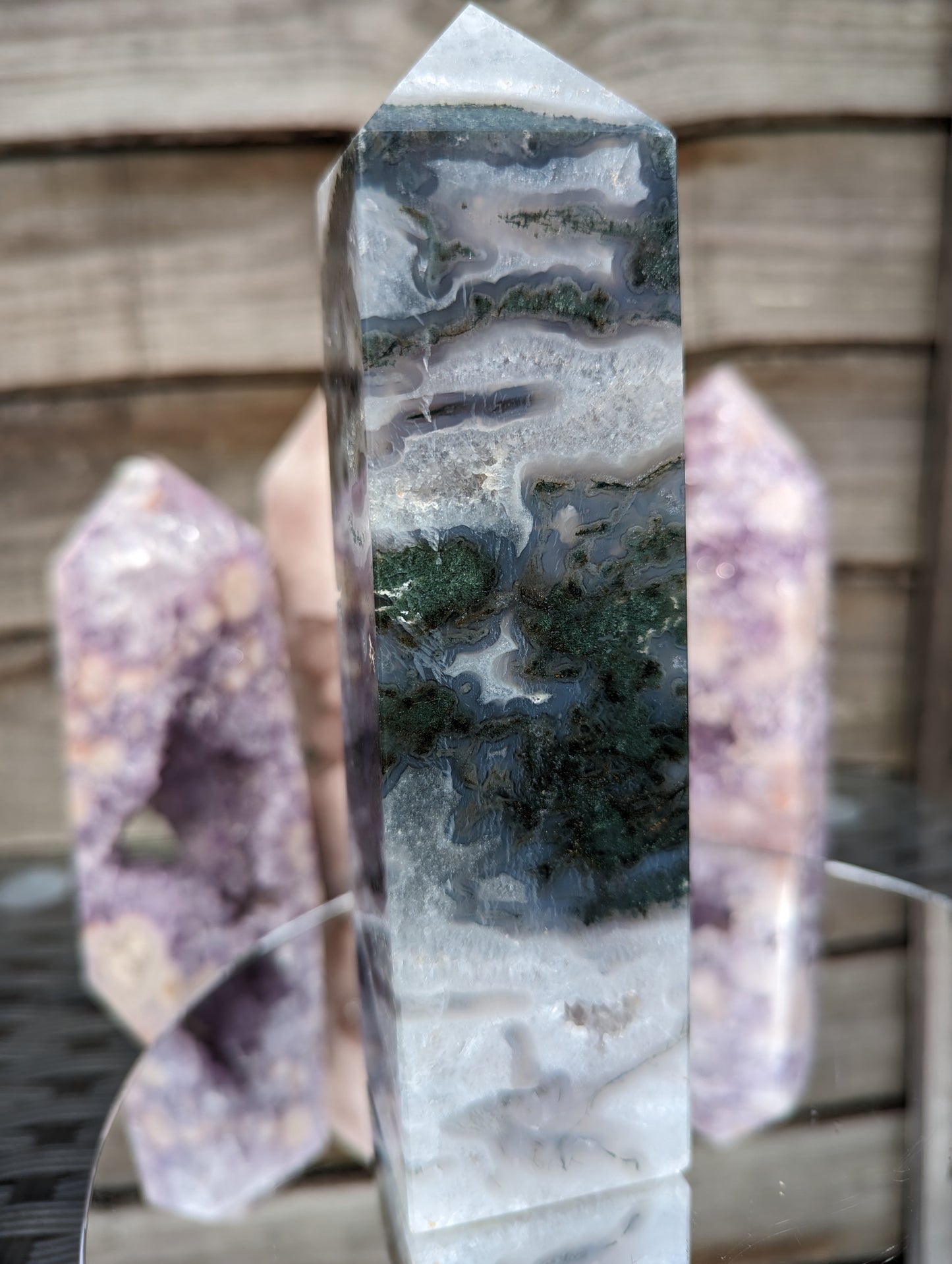 Moss Agate Obelisk | Grounding & Balancing