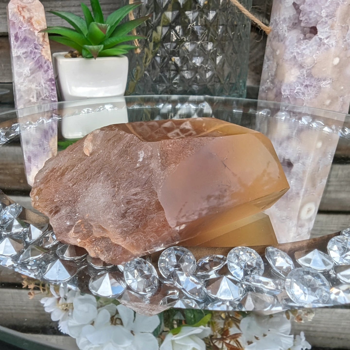 Deep Orange Honey Calcite Point | Joy & Vitality