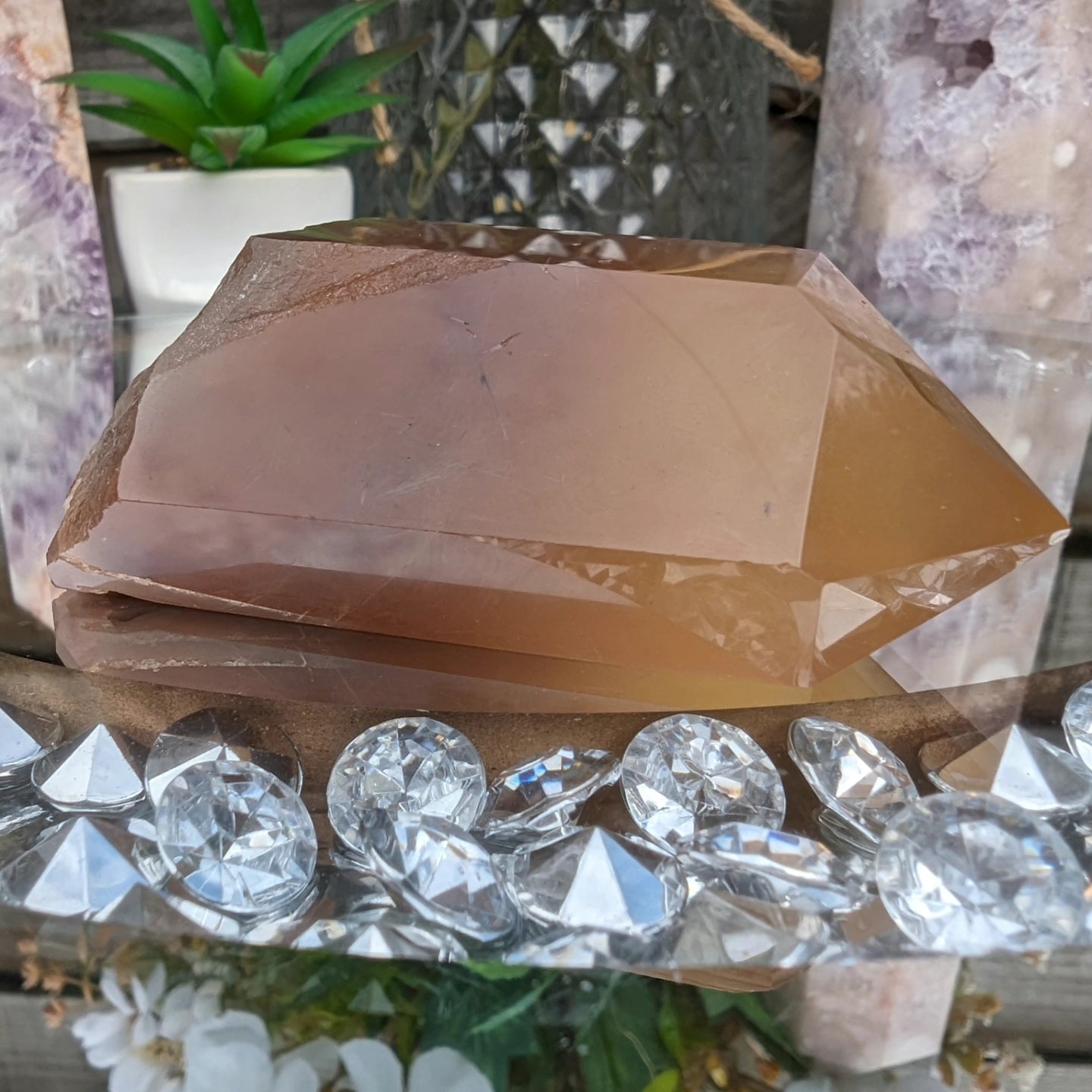 Deep Orange Honey Calcite Point | Joy & Vitality