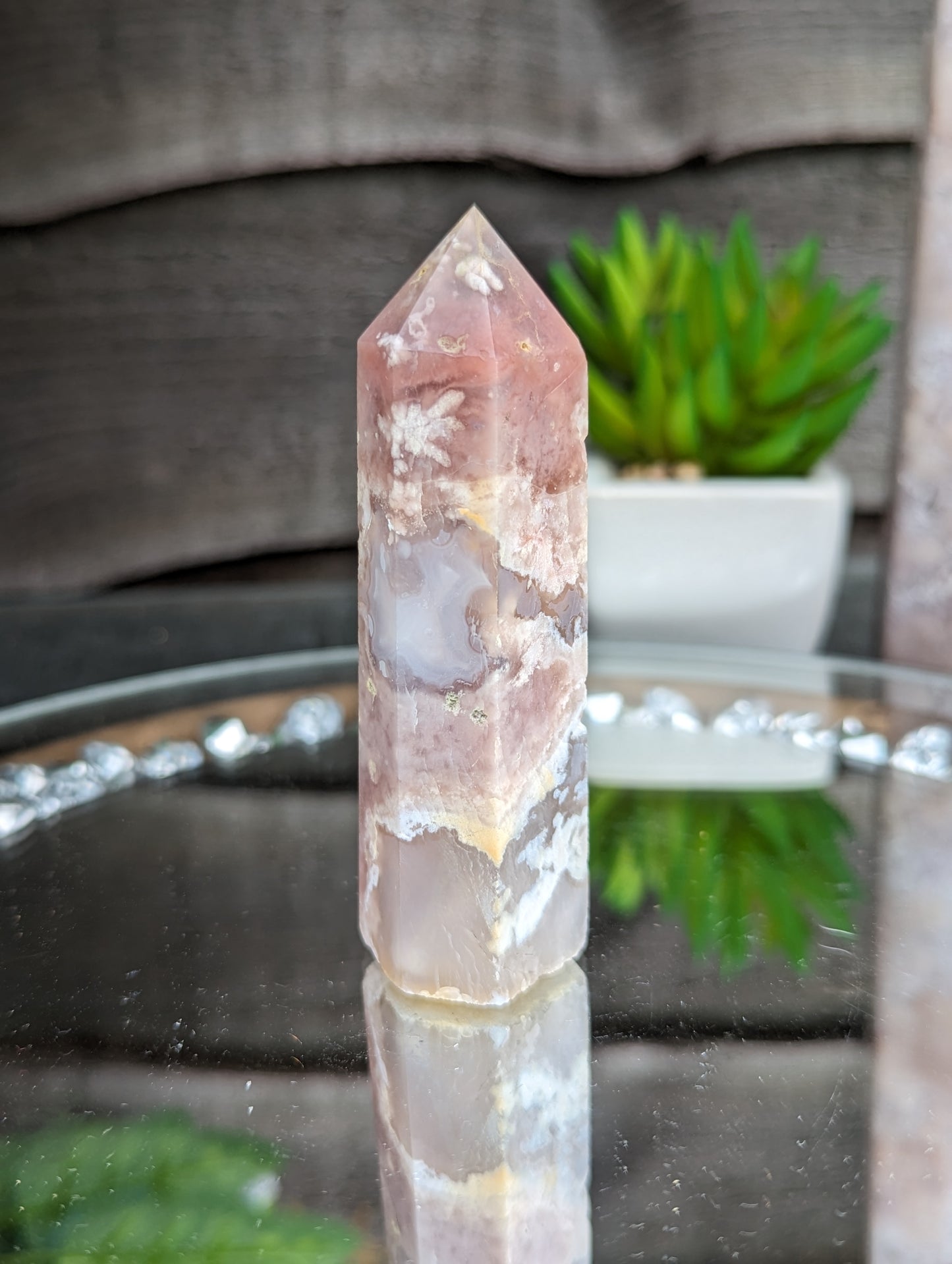 Pink Amethyst & Flower Agate Tower | Love & Growth