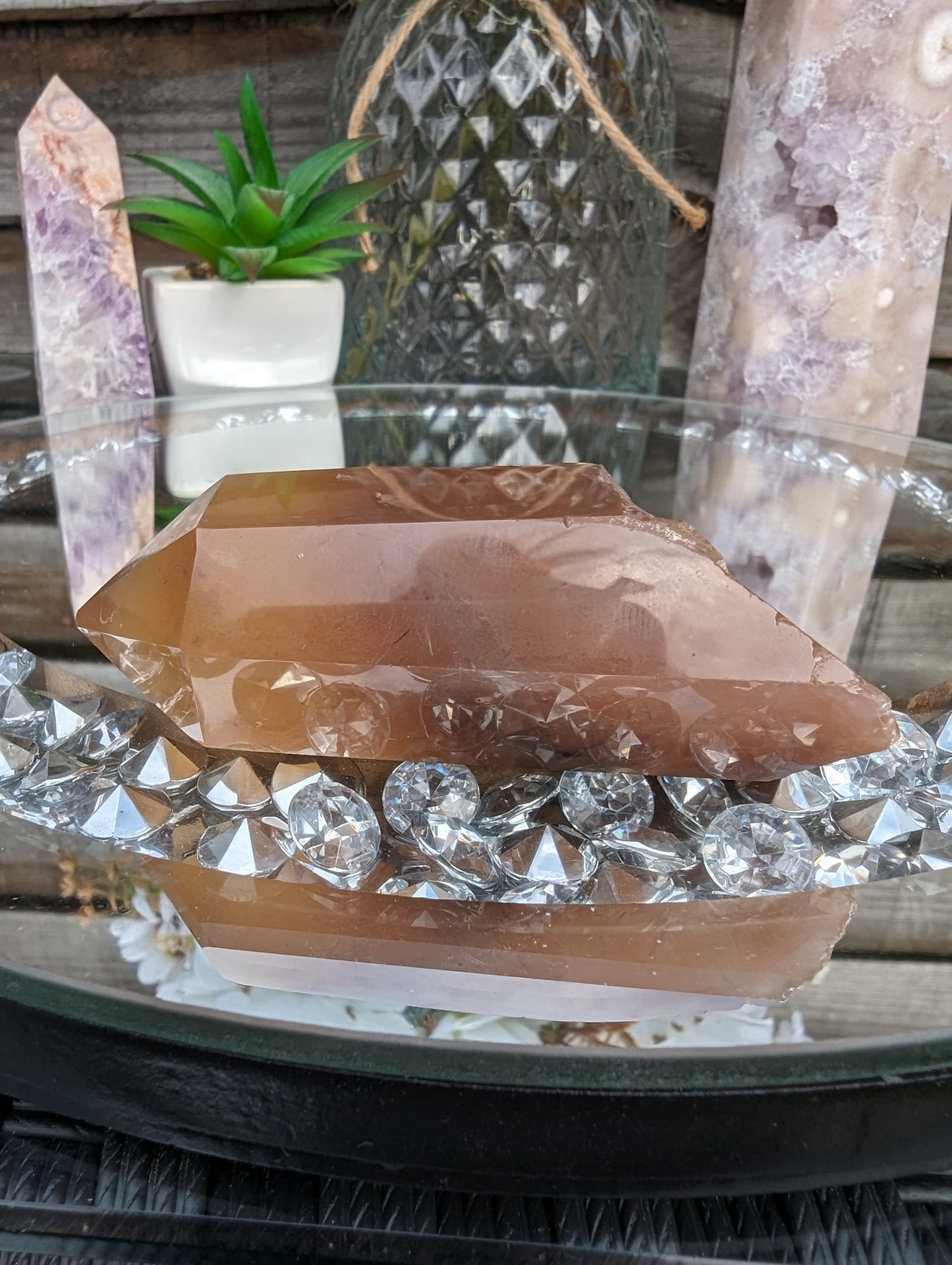 Deep Orange Honey Calcite Point | Joy & Vitality