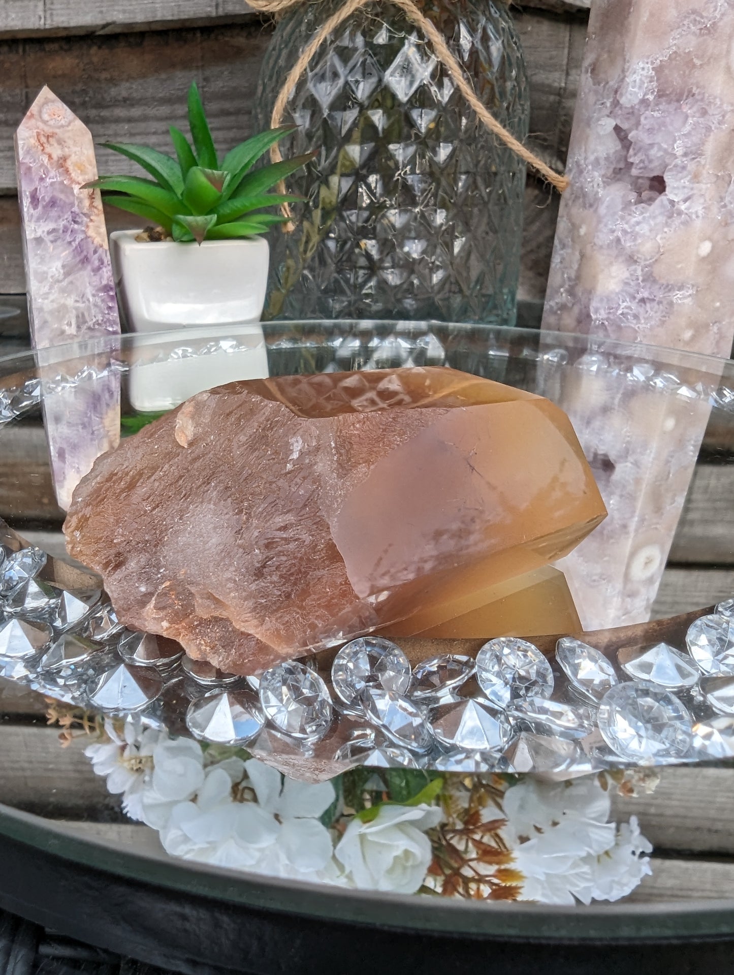 Deep Orange Honey Calcite Point | Joy & Vitality