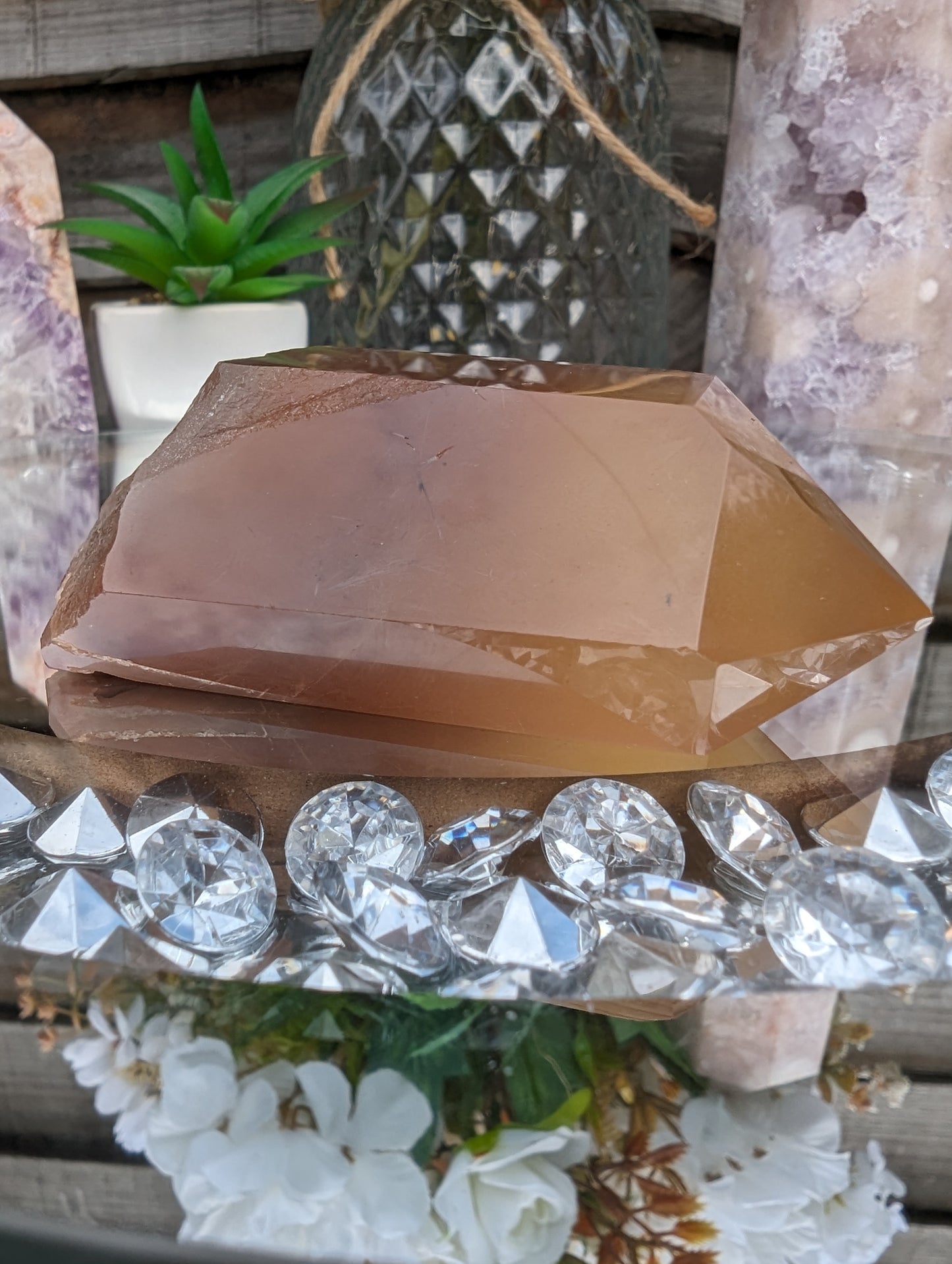 Deep Orange Honey Calcite Point | Joy & Vitality