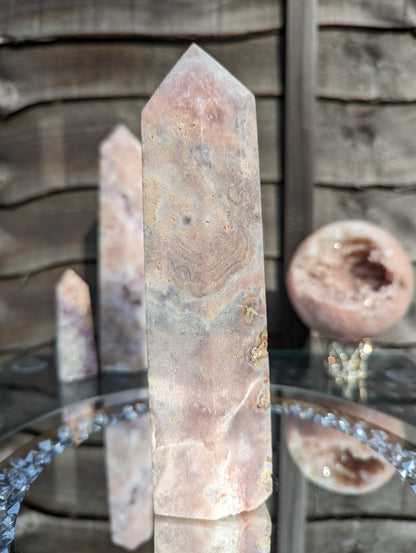 Pink Amethyst & Ocean Jasper Tower | Love & Tranquility