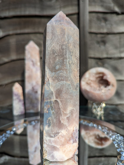 Pink Amethyst & Ocean Jasper Tower | Love & Tranquility