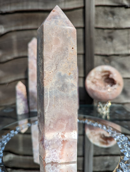 Pink Amethyst & Ocean Jasper Tower | Love & Tranquility