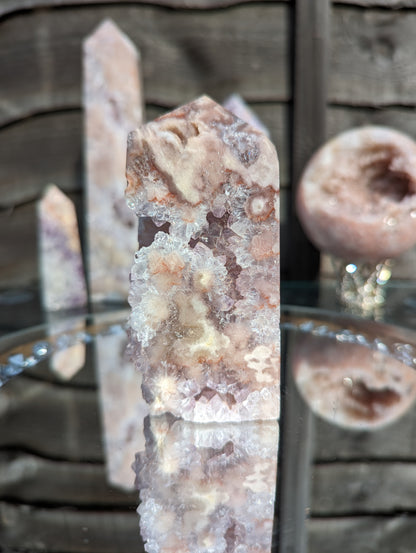 Pink Amethyst & Hematoid Quartz Tower | Love & Strength