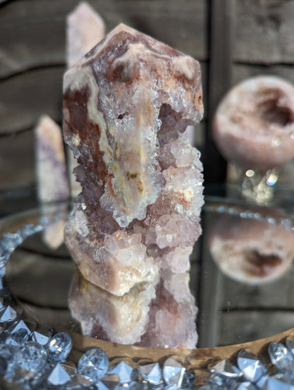 Pink Amethyst & Hematoid Quartz Tower | Love & Strength