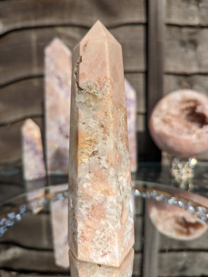 Flower Agate & Pink Amethyst Tower | Love & Growth