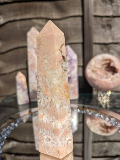 Flower Agate & Pink Amethyst Tower | Love & Growth