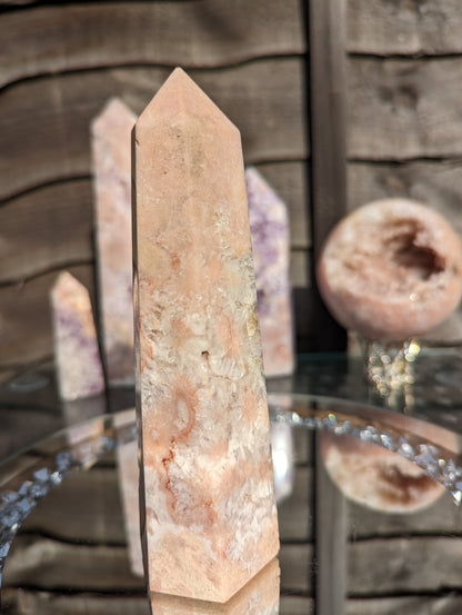 Flower Agate & Pink Amethyst Tower | Love & Growth