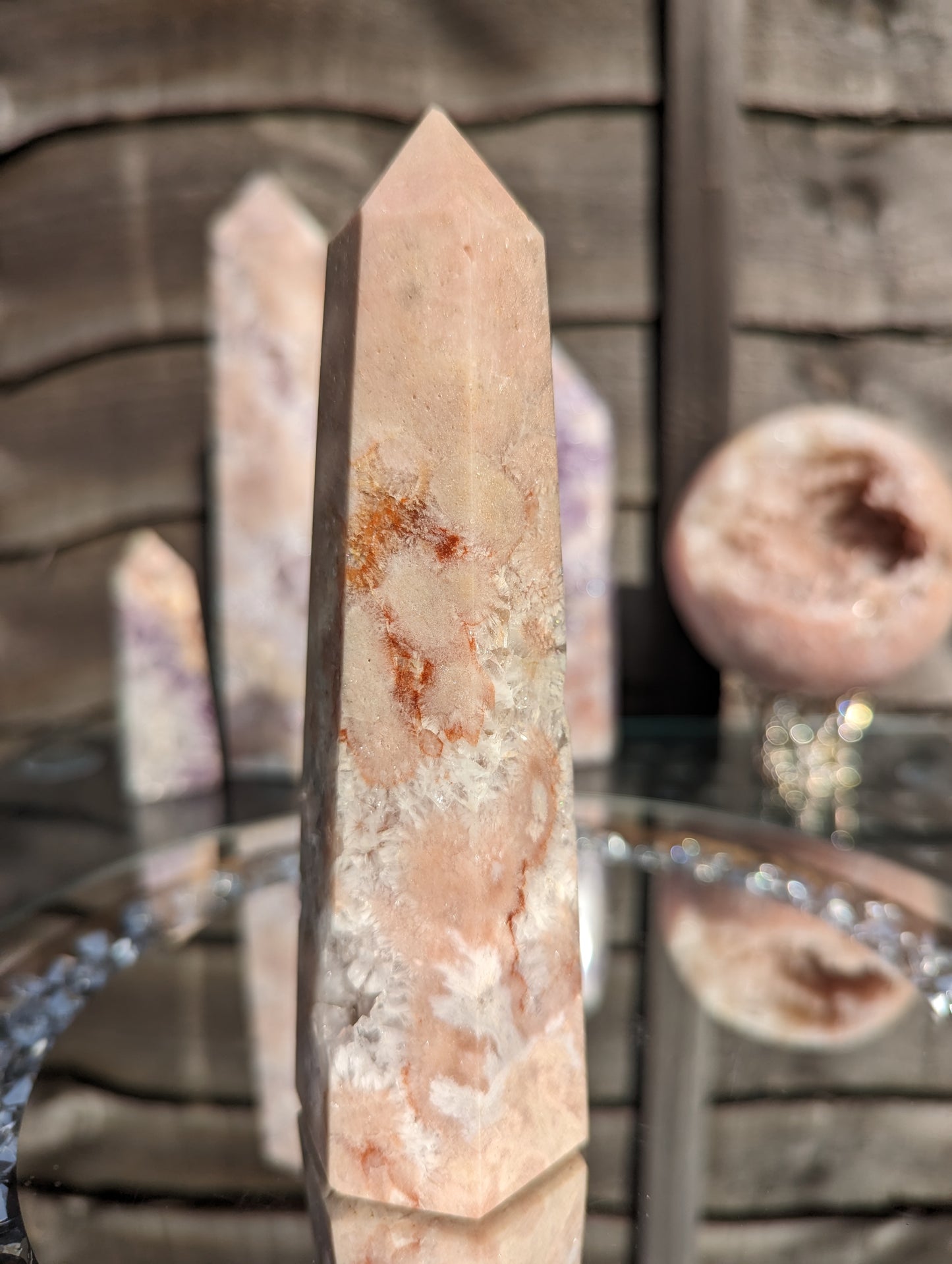 Flower Agate & Pink Amethyst Tower | Love & Growth