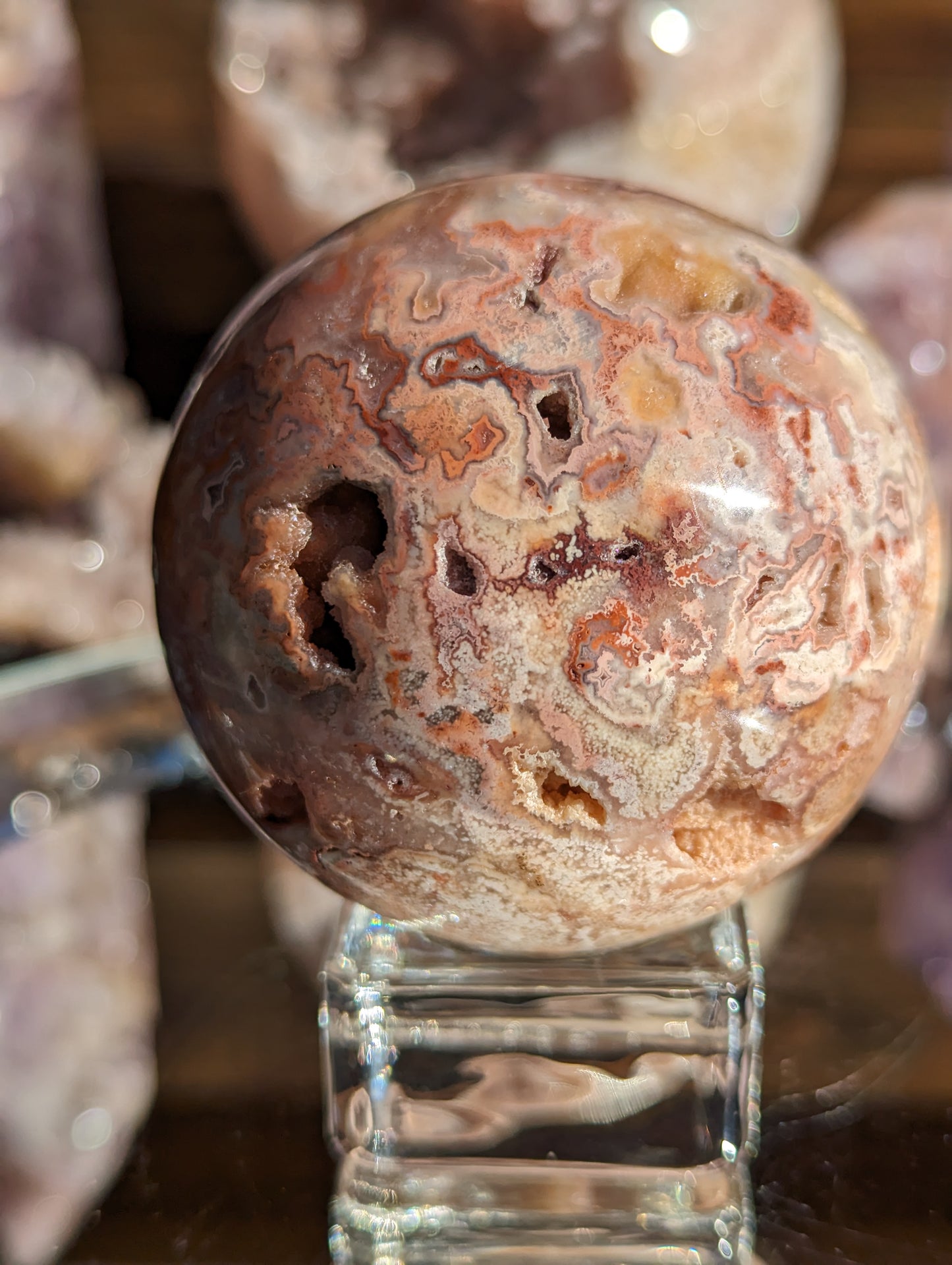 Indonesian Pink Crazy Lace Agate Sphere | Harmony & Calming