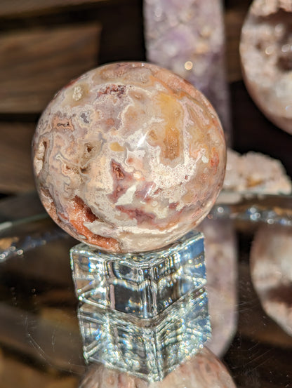 Indonesian Pink Crazy Lace Agate Sphere | Harmony & Calming