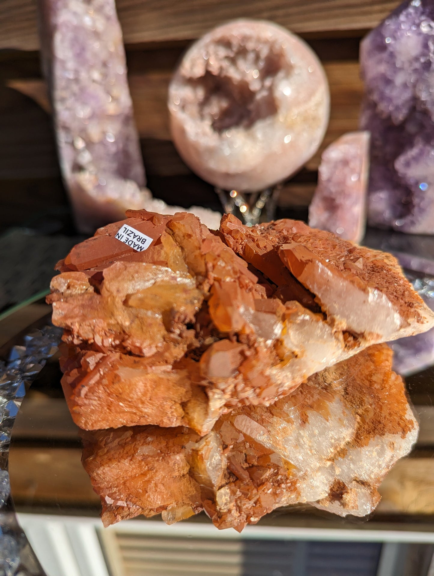 Stunning Deep Orange Tangerine Quartz Cluster