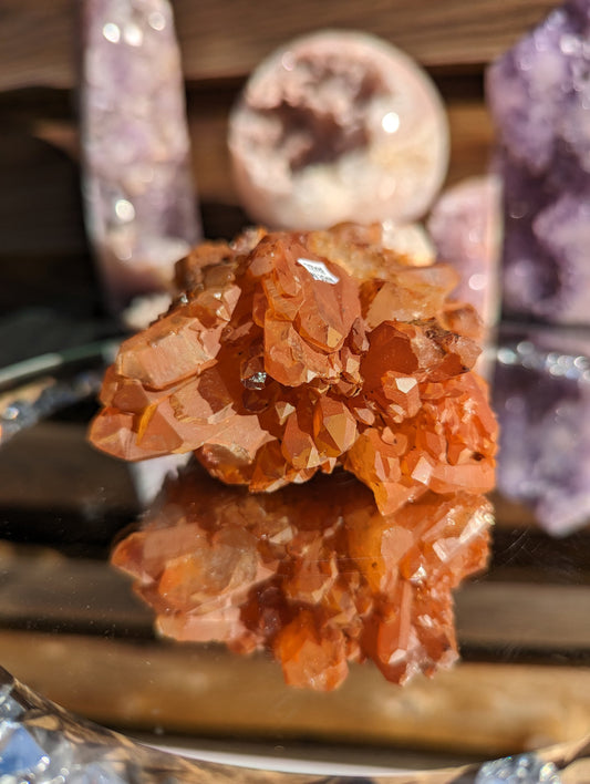 Stunning Deep Orange Tangerine Quartz Cluster