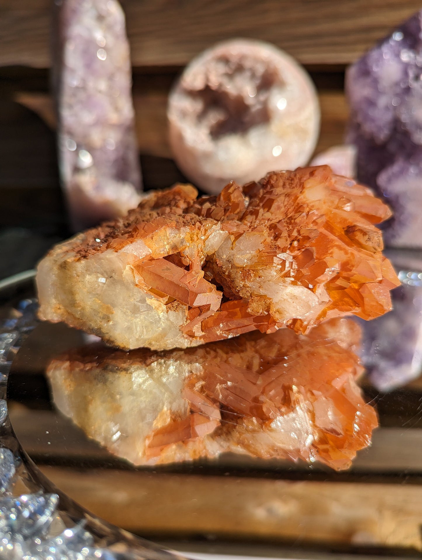 Stunning Deep Orange Tangerine Quartz Cluster