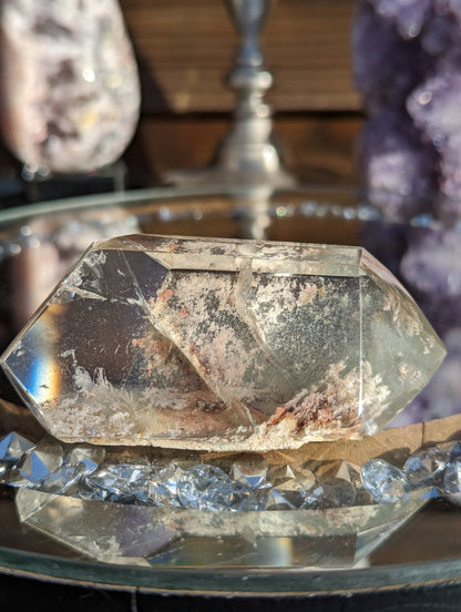 Stunning Lodalite DT with Peachy inclusions and multiple veils