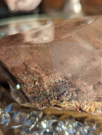 Stunning Lodalite with Pink Thousand Layer inclusions and multiple veils