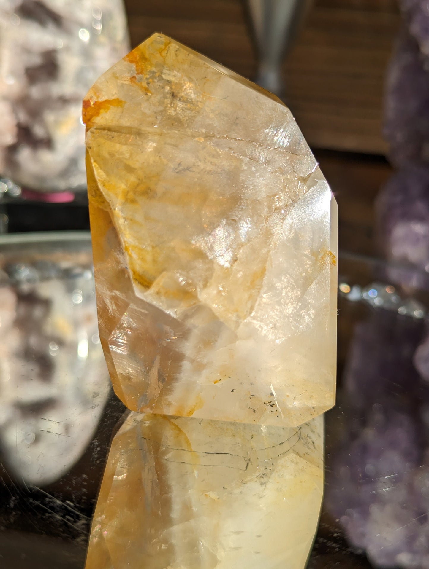 Gemmy Golden Healer Freeform with Girasol Quartz and Dendritic Inclusions