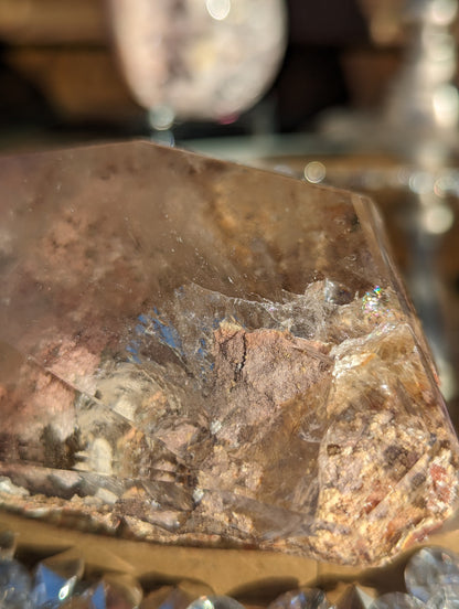 Stunning Lodalite with Pink Thousand Layer inclusions and multiple veils