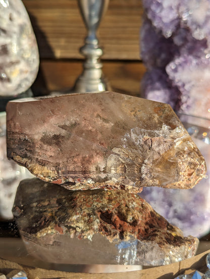 Stunning Lodalite with Pink Thousand Layer inclusions and multiple veils