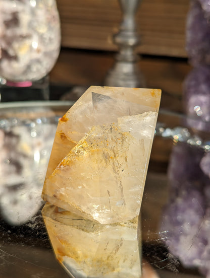 Gemmy Golden Healer Freeform with Girasol Quartz and Dendritic Inclusions