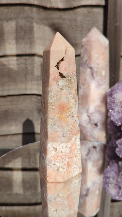 Flower Agate & Pink Amethyst Tower | Love & Growth