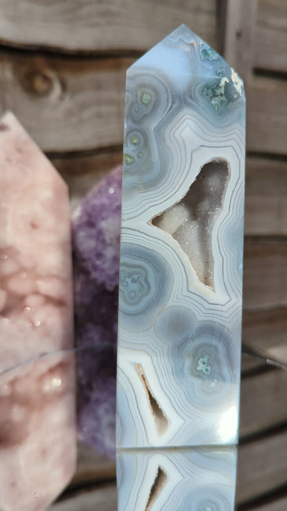 Blue Moss Agate Obelisk | Clarity & Amplification