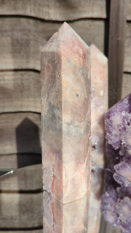 Pink Amethyst & Ocean Jasper Tower | Love & Tranquility