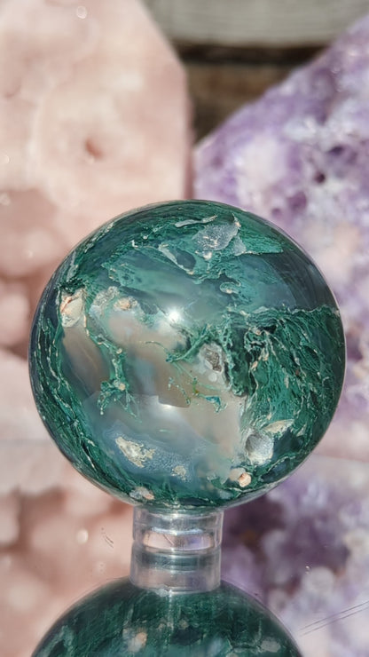 Moss Agate Sphere | Grounding & Stability