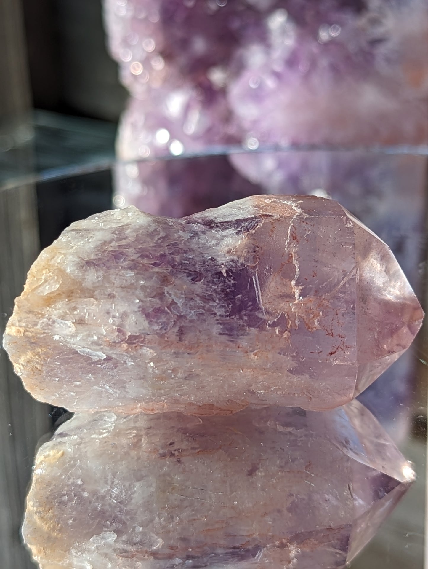 Rose Kissed Elestial Amethyst | Intuition & Protection