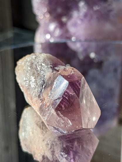 Rose Kissed Elestial Amethyst | Intuition & Protection