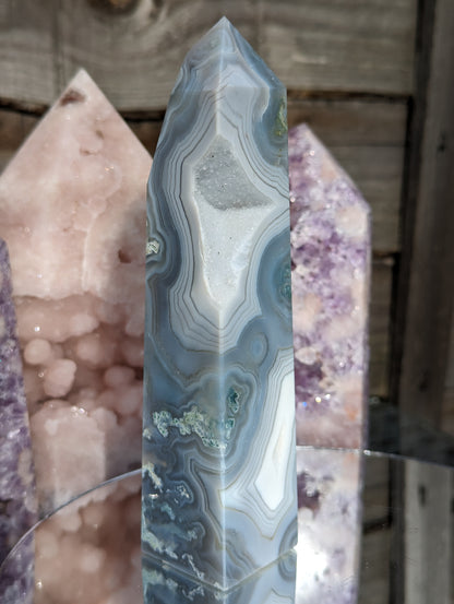 Blue Moss Agate Obelisk | Communication & Creativity