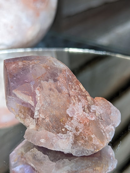 Rose Kissed Elestial Amethyst | Transformation & Healing