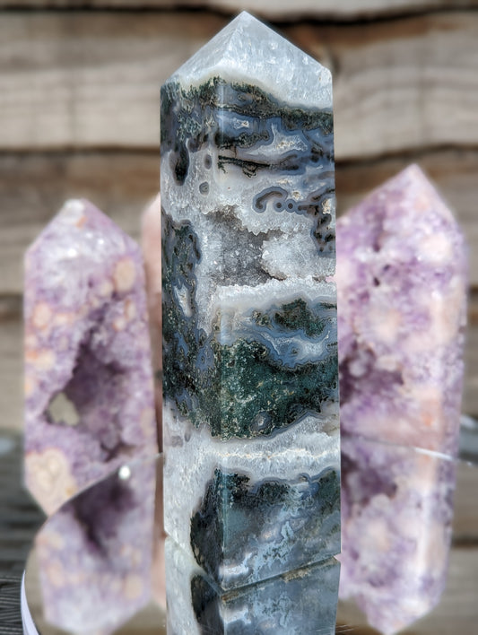 Moss Agate Obelisk | Grounding & Balancing