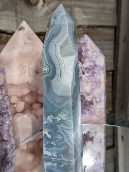 Blue Moss Agate Obelisk | Communication & Creativity