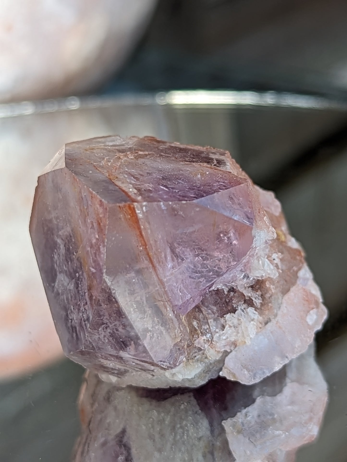 Rose Kissed Elestial Amethyst | Transformation & Healing