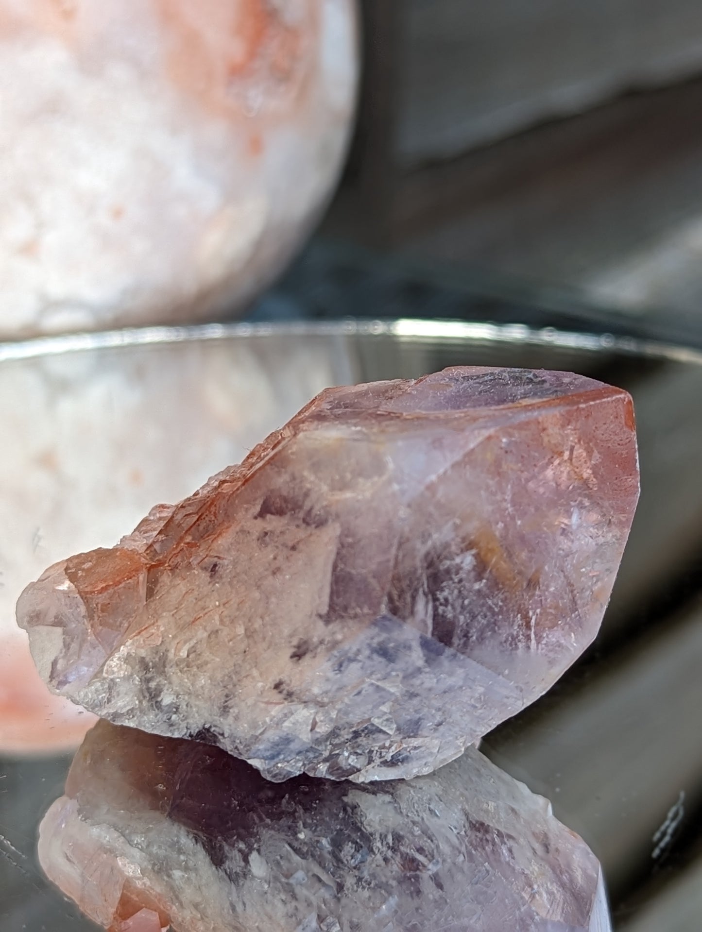 Rose Kissed Elestial Amethyst | Transformation & Healing