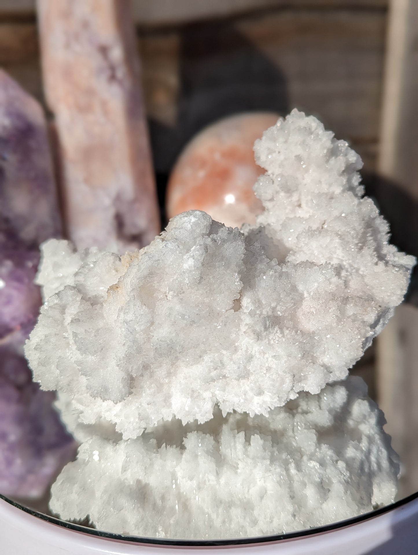 Sparkly White Aragonite Cluster | Grounding & Stability