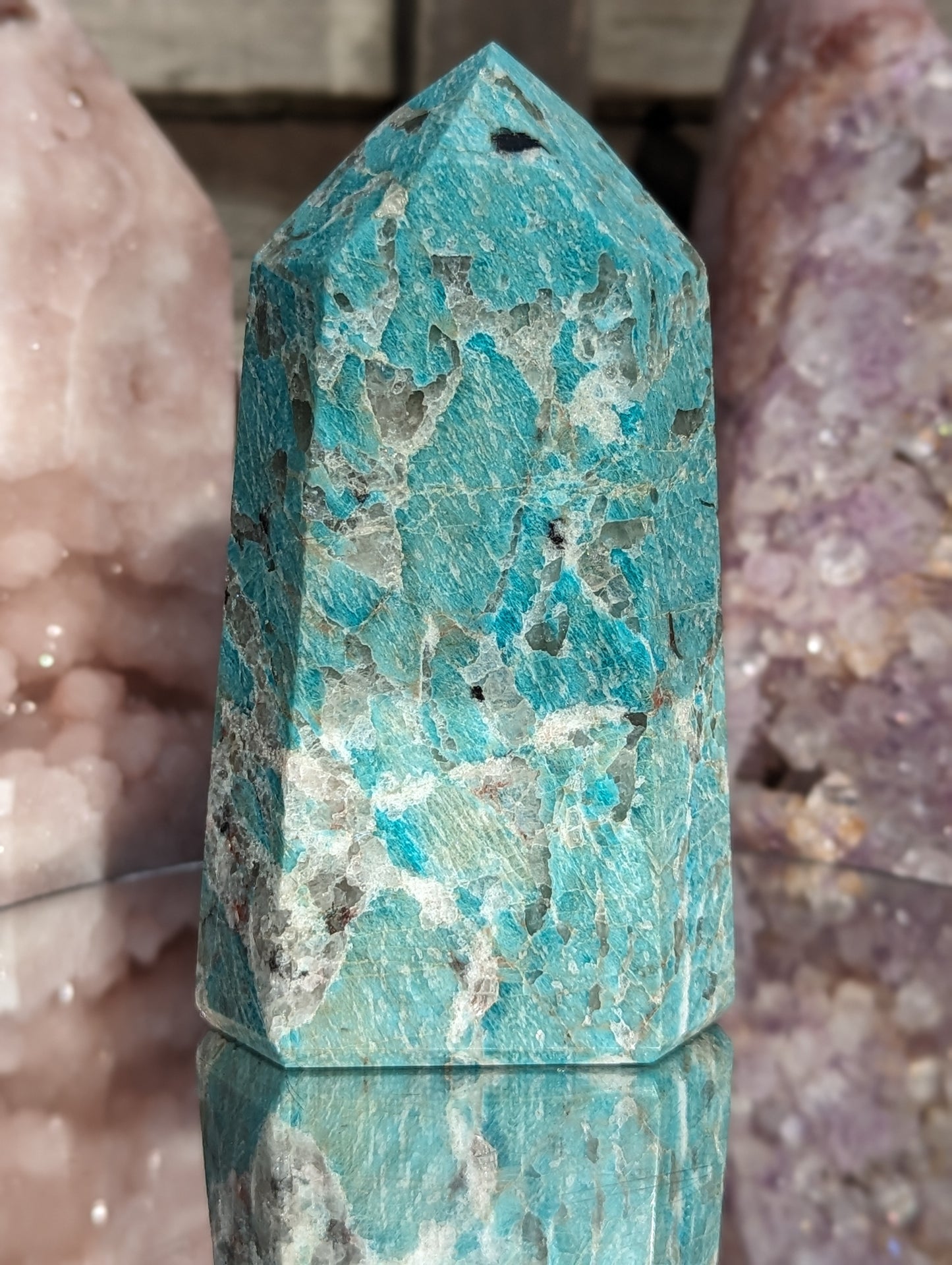 Smoky Amazonite Tower | Stability & Inner Strength