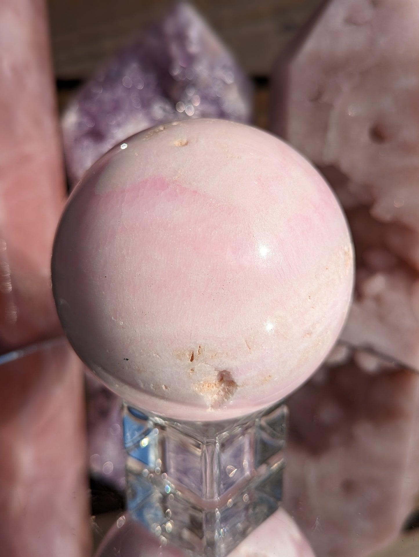 Pink Mangano Calcite Sphere | Self Acceptance