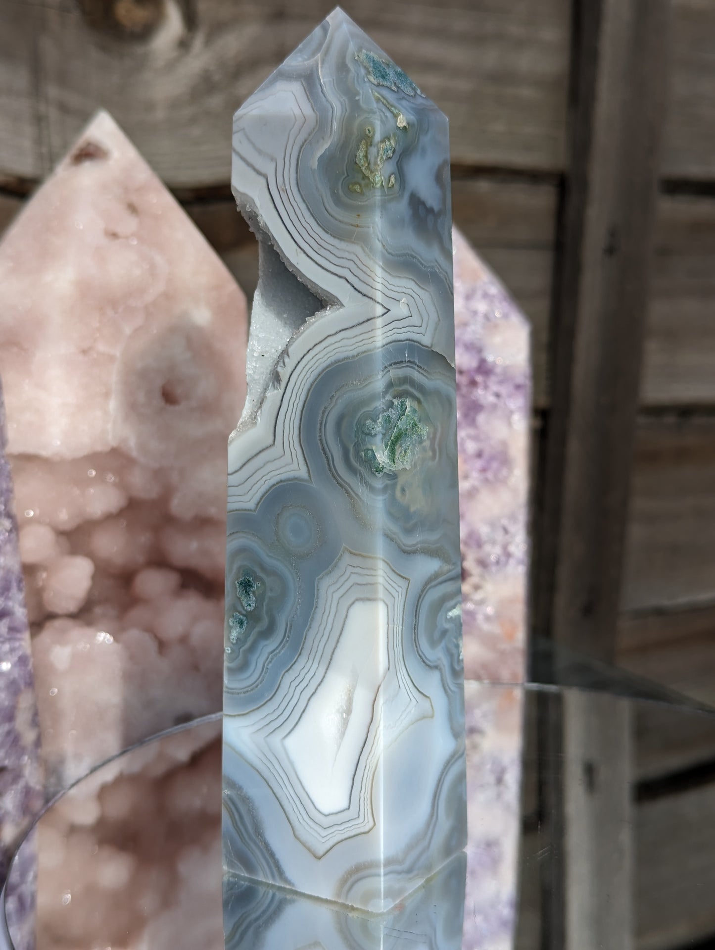 Blue Moss Agate Obelisk | Communication & Creativity