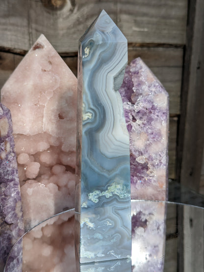 Blue Moss Agate Obelisk | Communication & Creativity