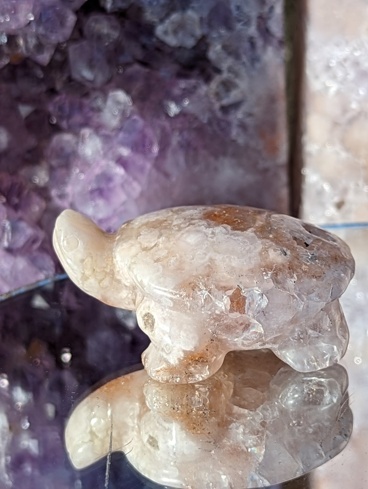 Flower Agate & Pink Amethyst Turtle | Inner Peace & Harmony