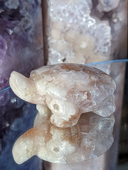 Flower Agate & Pink Amethyst Turtle | Inner Peace & Harmony